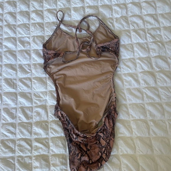 PQ Swim Brown and Black One Piece Swimsuit with Snakeskin Print - Picture 4 of 8